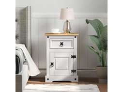 Vidaxl Mesa-de-cabeceira Com Gaveta Corona Branco 45 X 35 X 64 Cm