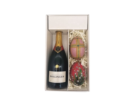 White gift box - Bollinger Champagne - 1 Brut 75 cl - 2 Fabergé Eggs (random pattern) LE PETIT DUC