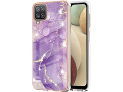 Capa Padrão Mármore Brilhante para Samsung Galaxy A12 HONGWE. Textura Macia Multicor