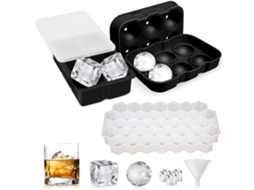 Bandejas de Cubo Gelo Bandeja Silicone com 3 Unidades Molde Quadrado Esférico Flexível Reutilizável UISAVE