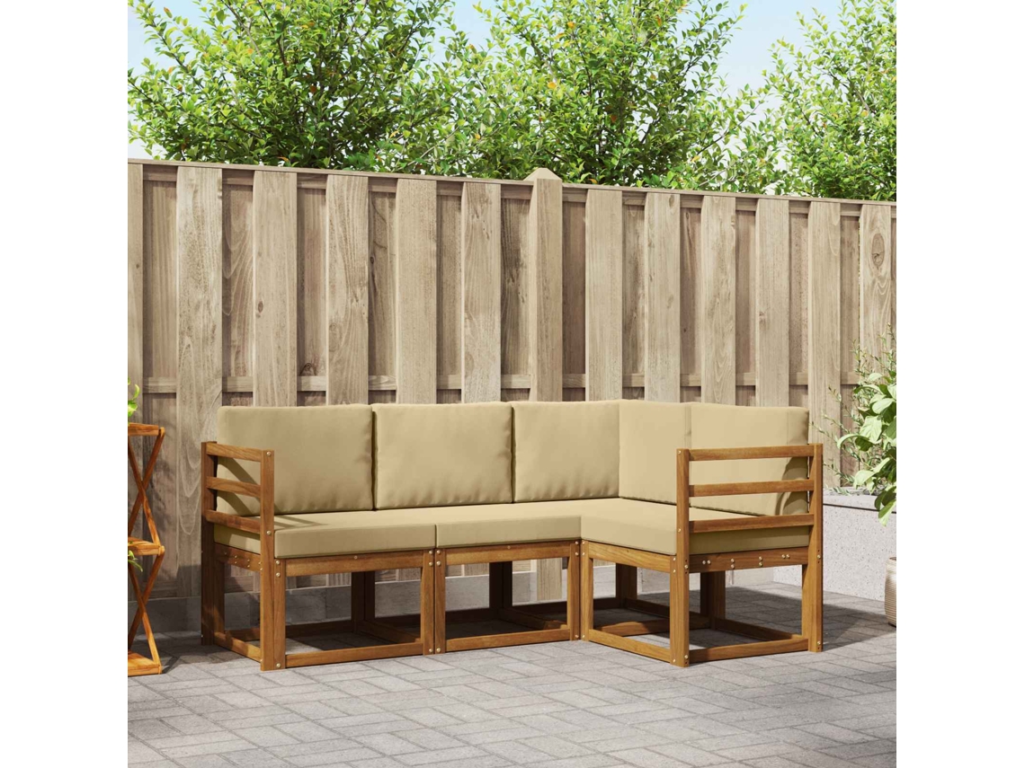 Vidaxl Conjunto De Sofás Para Exterior 4 Pcs Natural E Bege