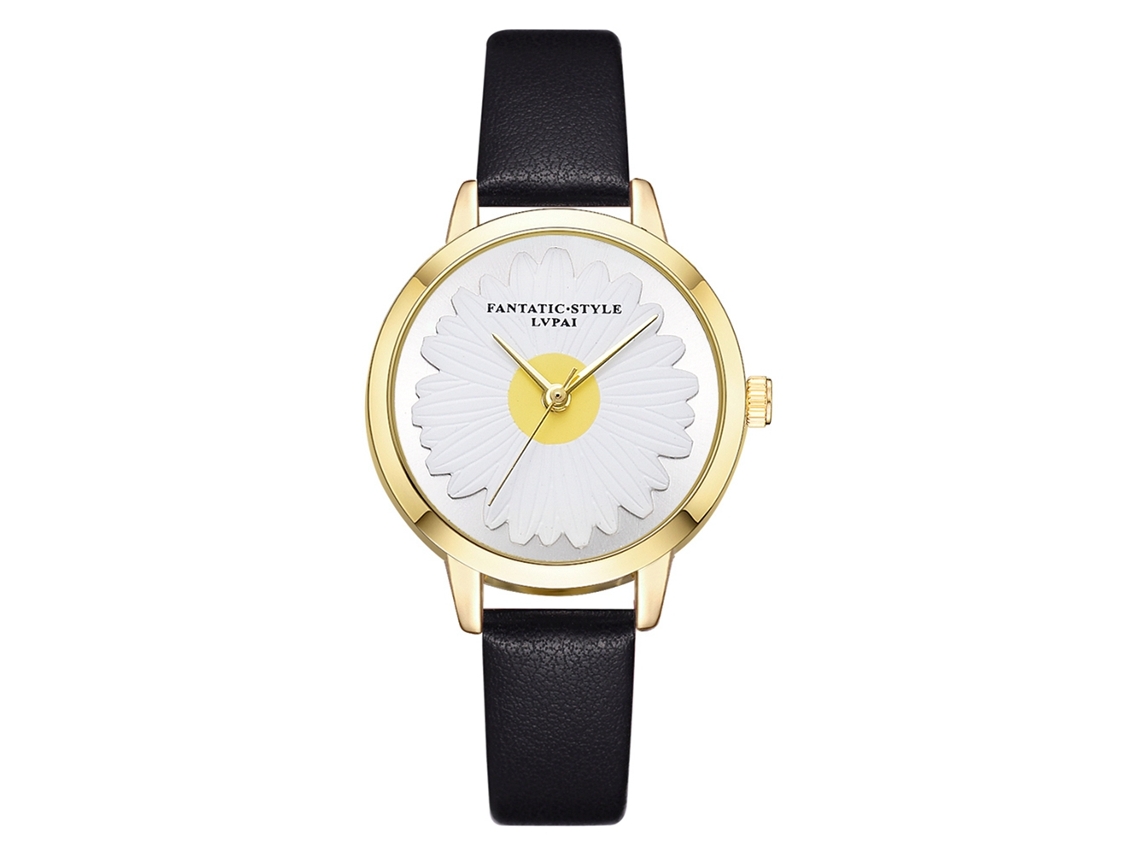Relógio de Pulso Feminino Lvpai Elegante Casual de Quartzo com Cinta Pu Preto