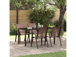 Vidaxl Cadeiras De Jardim Empilháveis 4 Pcs Textilene Castanho