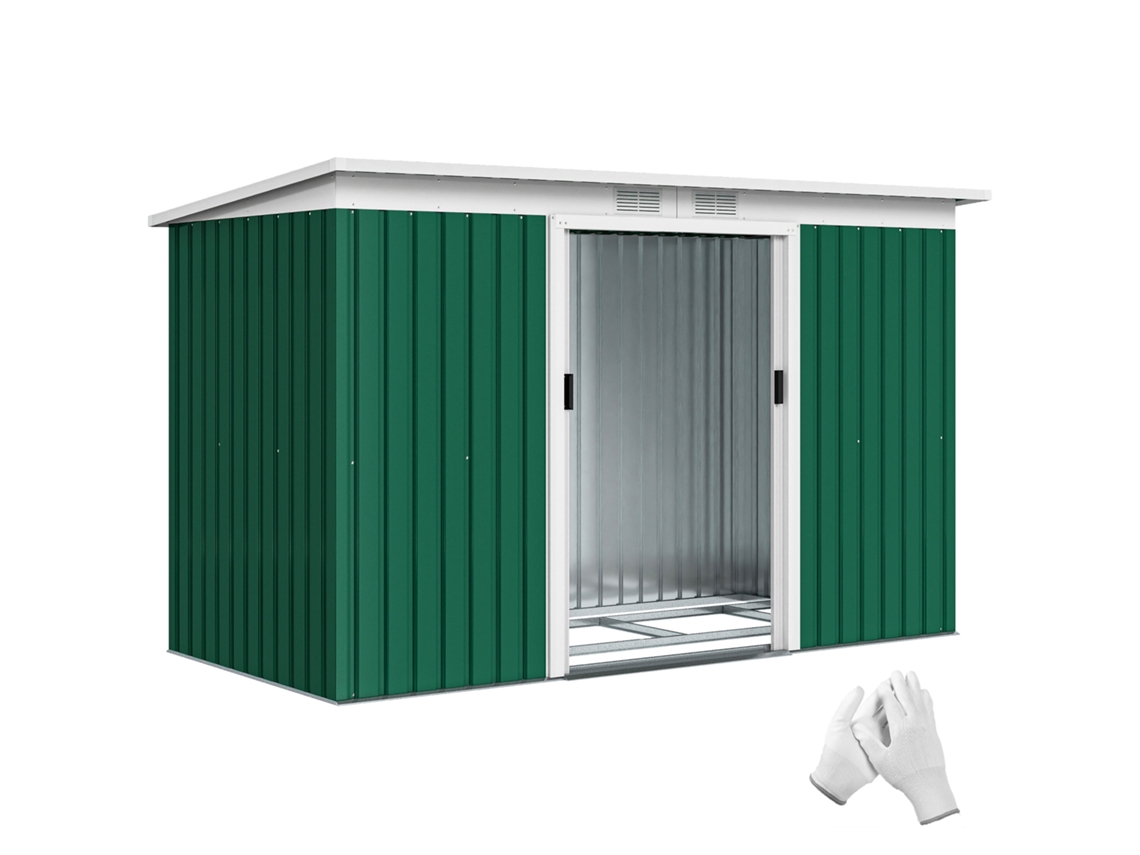 Galpão de Jardim 213x130x172 Cm Galpão de Metal Externo para Armazenamento de Ferramentas, Verde oliva Ge