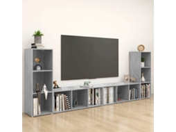 Vidaxl Móveis De Tv 4 Pcs 107x35x37 Cm Contraplacado Cinzento Cimento