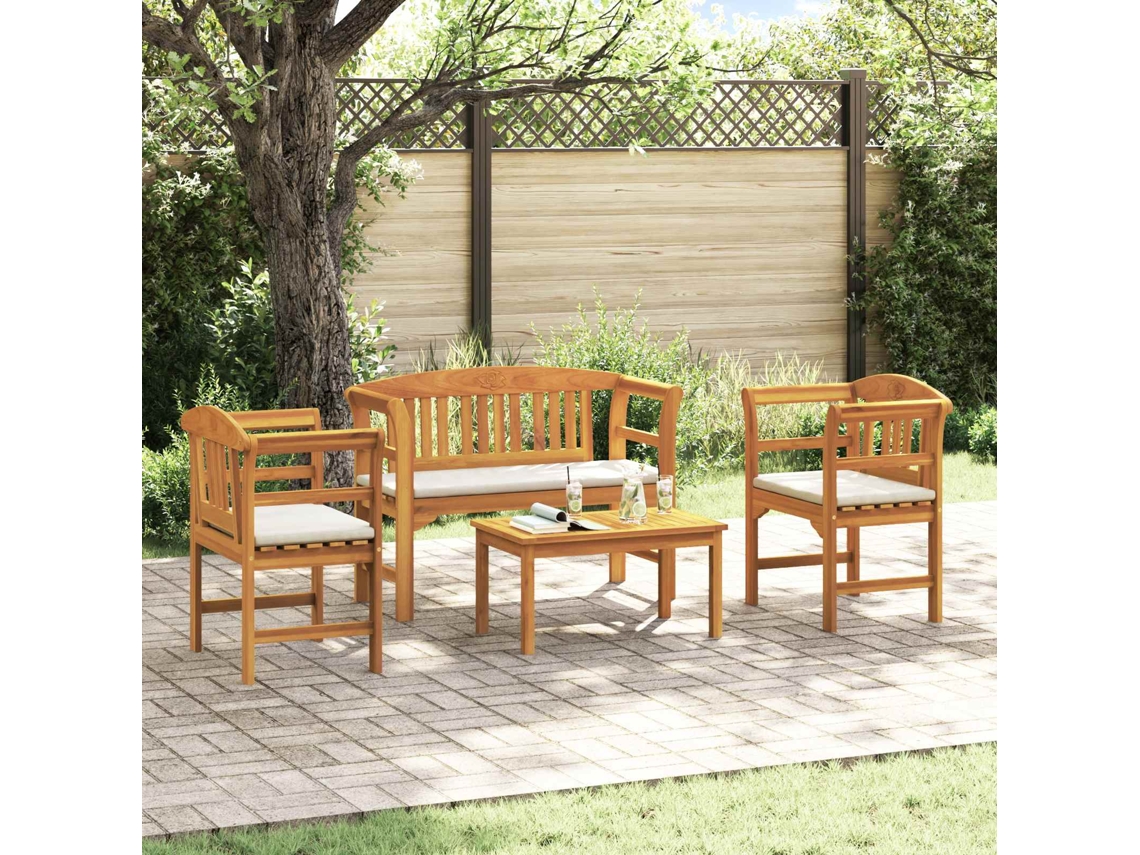 Vidaxl Conjunto De Lounge Rosa Do Jardim Com Almofada 4 Pcs