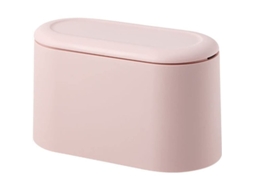 Lixeira Mini de Mesa Nova Line com Tampa, Rosa, para Quarto, Banheiro, Vanity, Mesa | S/MARCA