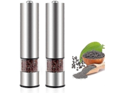 Conjunto de 2 Moedores Elétricos Sal e Pimenta em Aço Inoxidável com Moedor Cerâmica para GOKOCO