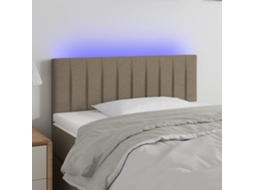Vidaxl Cabeceira Cama Luzes Led Tecido 100x5x78/88cm Cinza-acastanhado