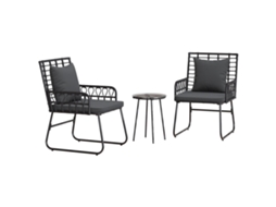 Conjunto 3 Móveis De Jardim Vidaxl Preto Vime Pe (35 X 35 X 45 Cm)