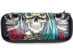 Estojo Grande Com Design Vintage De Caveira E Rosa, Ideal Meninas, Escola, Escritório, Adultos E Crianças