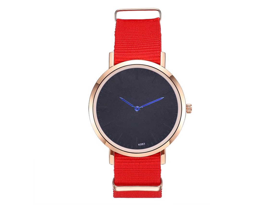 Relógio de Pulso Masculino de Moda com Pulseira de Couro Pu, Display Analógico, Quartzo, Vermelho