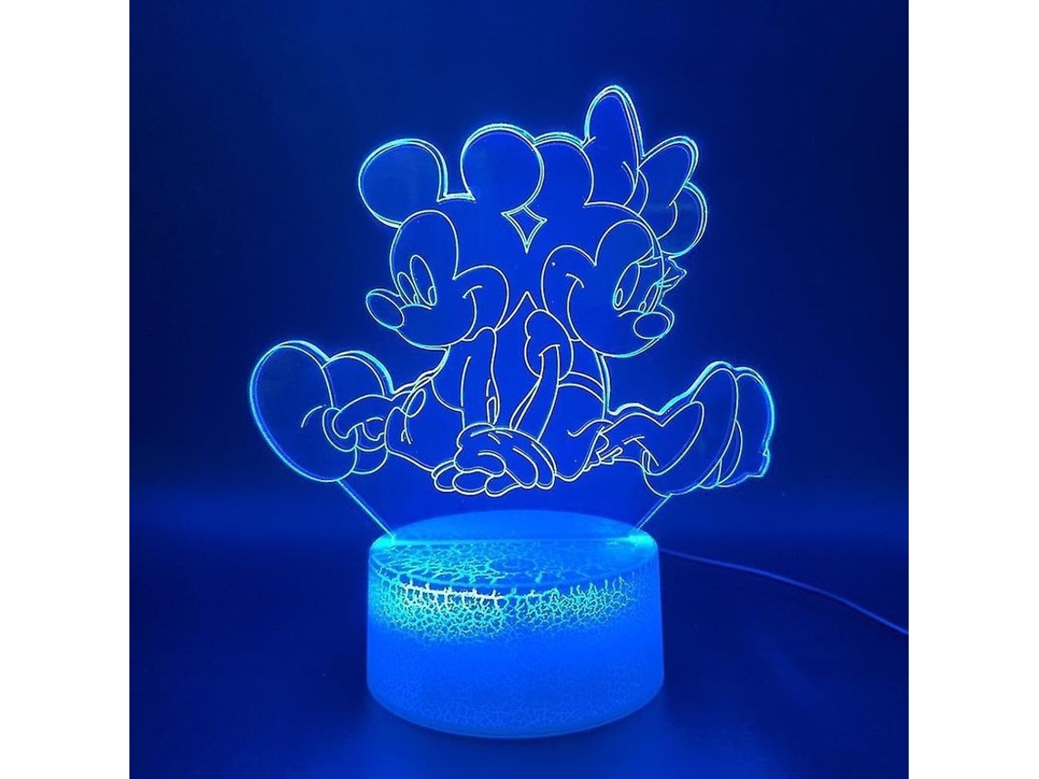 Lâmpada De Noite 3d Led Minnie Mickey Para Crianças, Mesa De Dormitório, Interruptor Tático E Controle Remoto