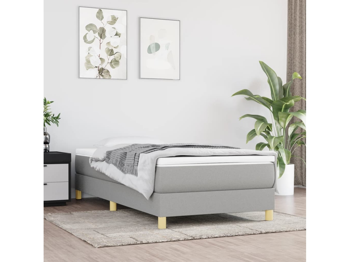 Vidaxl Estrutura De Cama Com Molas 90x190 Cm Tecido Cinzento-claro