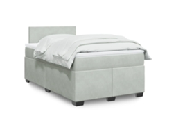 Vidaxl Cama Boxspring C/ Colchão 120x200 Cm Veludo Cinzento-claro