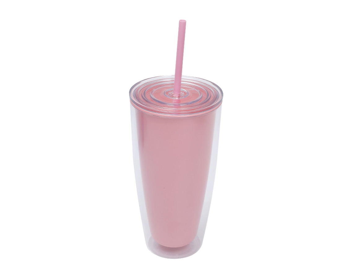 Copo de Plástico Plano Reutilizável de 24Oz com Tampa e Palhinha NEVEANCE