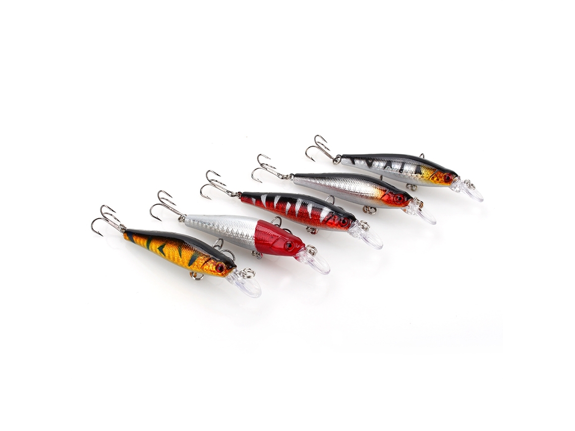 Long-mouth Minnow Lure, Double-hook Bionic Bait, 9cm 5-piece Plastic Lure Set