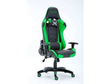 Cadeira Gaming MATRICS Osiris (Até 140 kg - Elevador a Gás Classe 4 - Preto e Verde)