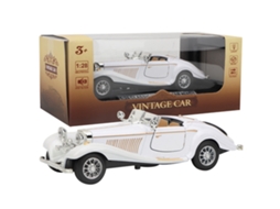 Mali brinquedo Carro Vintage Puxar para Trás com Luz e Som Simulação em Liga Branco