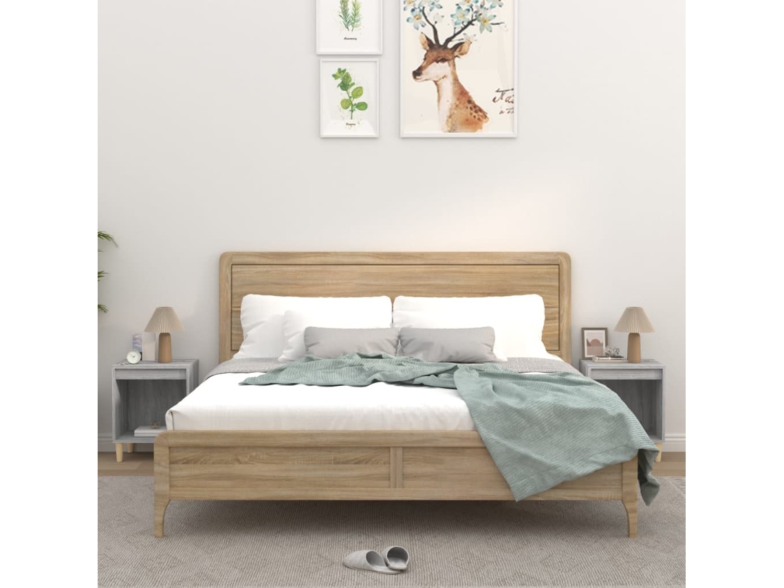Vidaxl Mesas De Cabeceira 2 Pcs 40x35x50 Cm Cinzento Sonoma