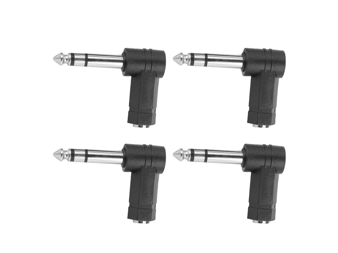 ADAPTADOR de áudio 4 unidades 3.5mm fêmea para 6.35mm 1/4" macho para fones de ouvido com ângulo reto | S/MARCA