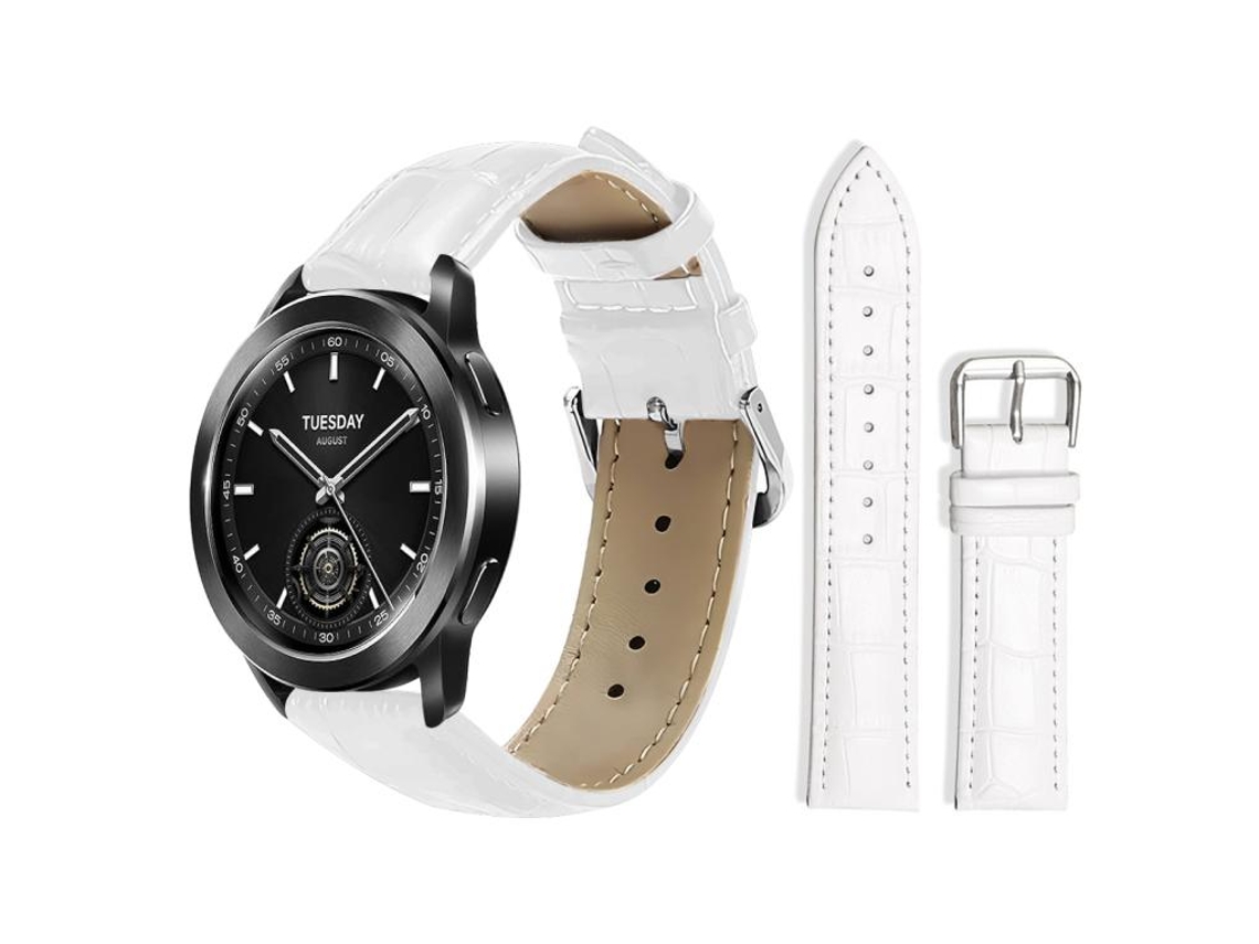 Bracelete para Xiaomi Watch S3 / 2 Pro / S2 / S1 em couro com fivela de pino e textura de bambu branca XIAOMOYU