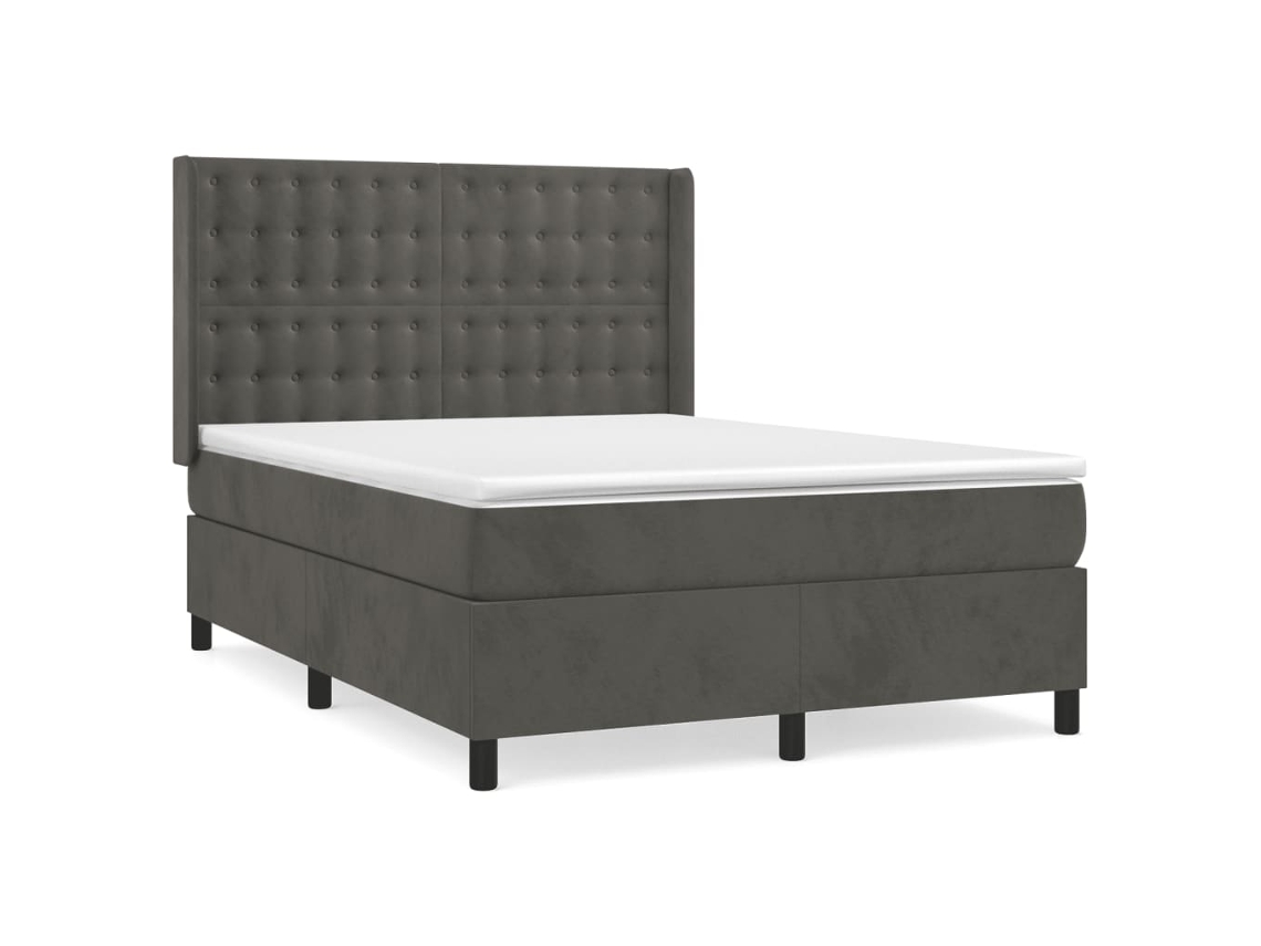 Box Spring Bed, Box Spring Beds Vidaxl Cinzeto Veludo (140 X 190 Cm)