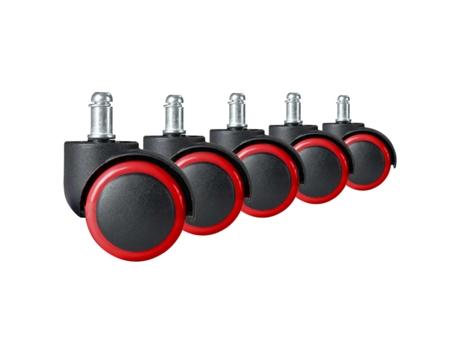 Conjunto de 5 Rodas de Borracha para Poltronas - Preto e Vermelho