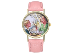 Reloj De Pulsera Analógico De Cuarzo Con Correa Pu Para Mujer Regalo Romántico (rosa)