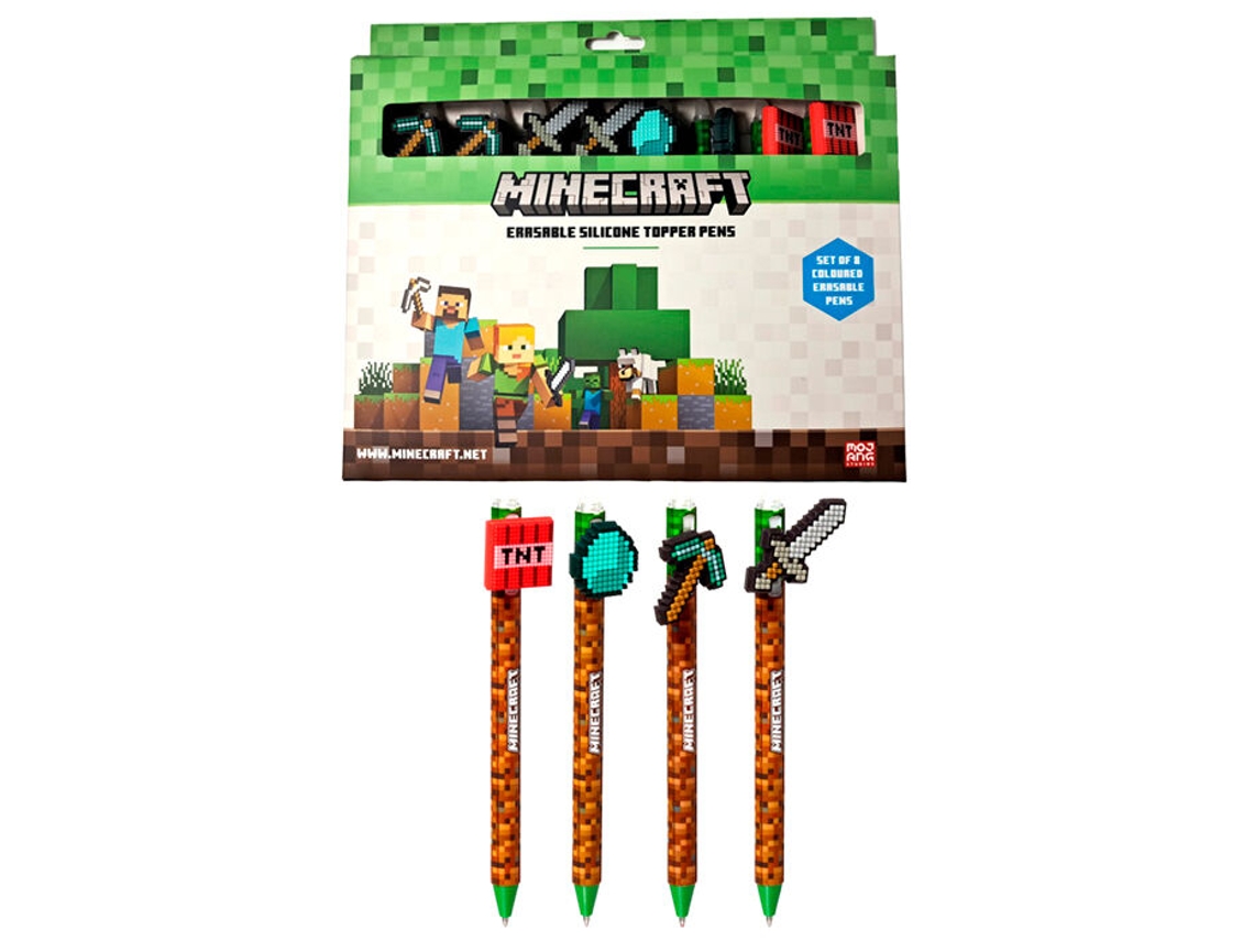 Conjunto De 8 Canetas Coloridas Apagáveis Minecraft Puckator