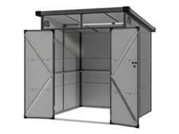 Abrigo De Jardim 3,24 M² 190x191x215 Cm Exterior Com Porta De Correr E Trinco Janela E Ventilação Para Armazenamento De Ferramentas Cinza Claro