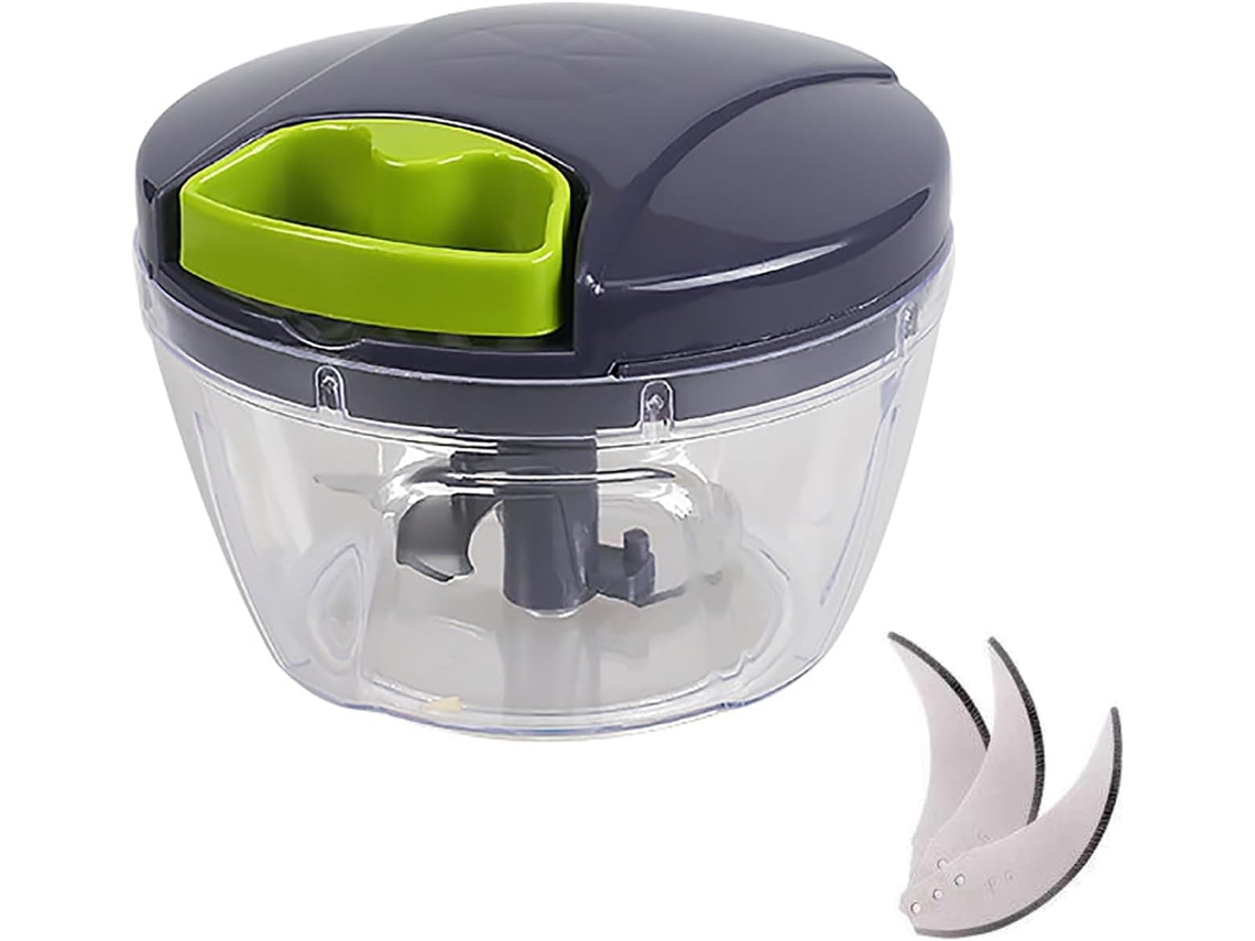 Processador De Alimentos Manual Para Cortar Legumes(acompanha 3 Lâminas De Aço Inoxidável), Ideal Para Cortar Legumes E Pedaços De Carne