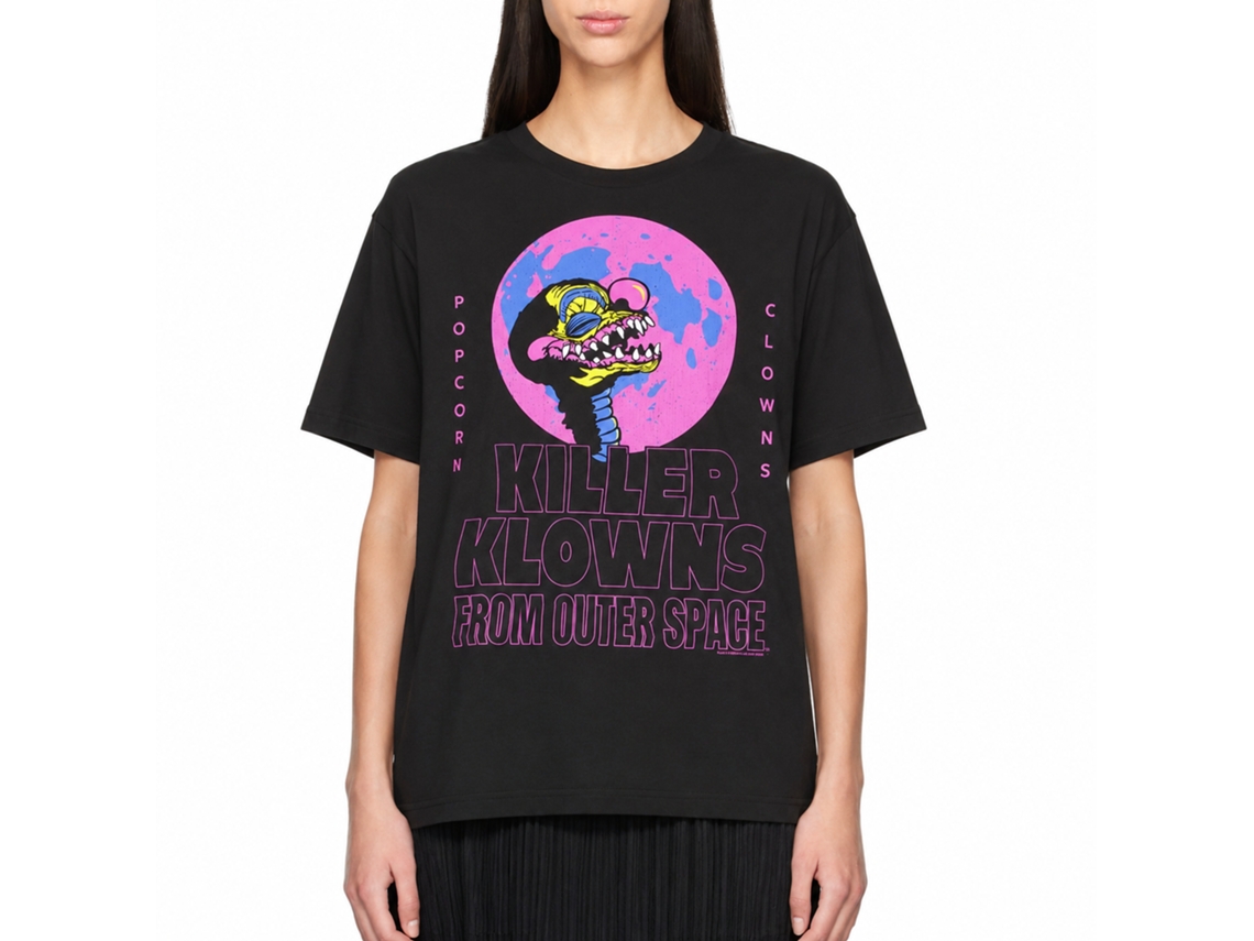 Rockinstone Killer Klowns Popcorn Clowns Black Adult T-shirt Size:l