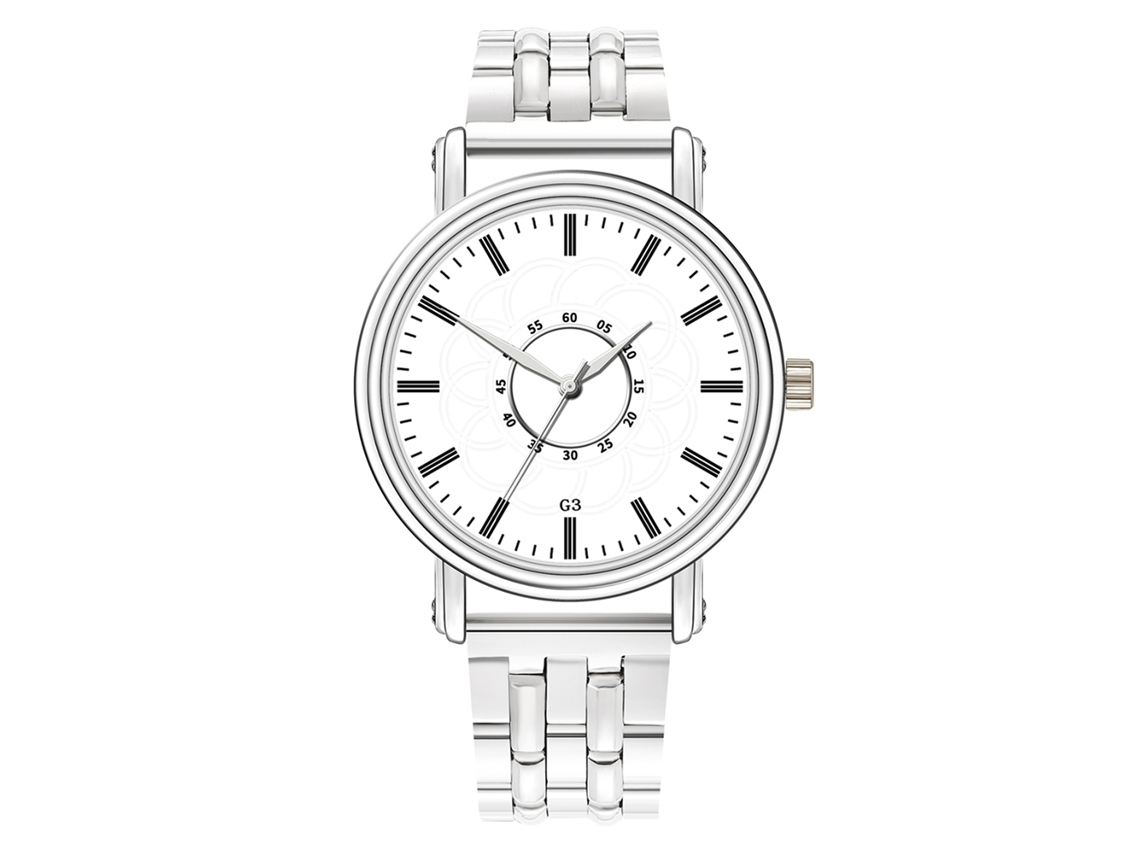 Relógio Analógico de Quartzo Masculino com Pulseira de Aço Estilo Casual Branco