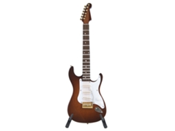 Mini Guitarra Elétrica Em Madeira 18 Cm Branca Com Suporte Modelo Ornamental