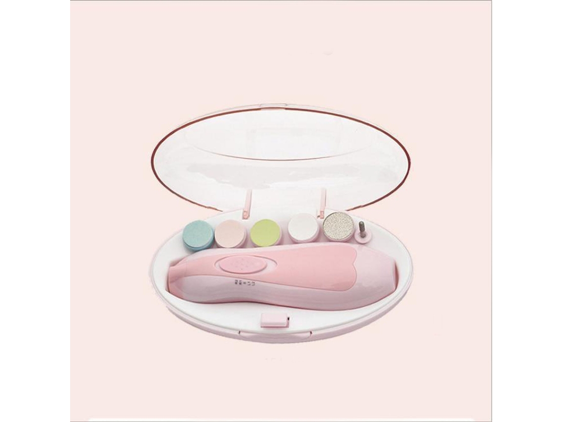Primerox lixa Elétrica de Unhas para Bebê com Luz Led Kit Manicure para Recém nascido Toddler Rosa
