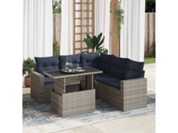 Vidaxl 6 Pcs Conjunto Sofás Jardim Com Almofadões Pe/acácia Cinzento