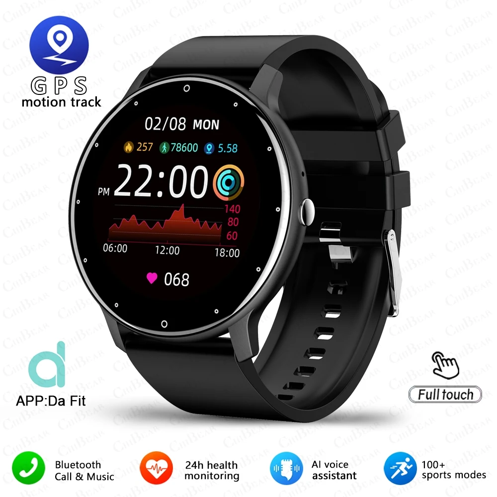 (preto) Smartwatch Com Tela Sensível Ao Toque Completa, Relógio Esportivo Para Fitness, À Prova D'água, Bluetooth, Android/ios