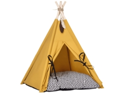 Cama Pet, Droll Teepee, com Almofada Macia para Deitar, Tapete no Chão, para Cães e Gatos, 60 X 60 X 76 Cm Ge