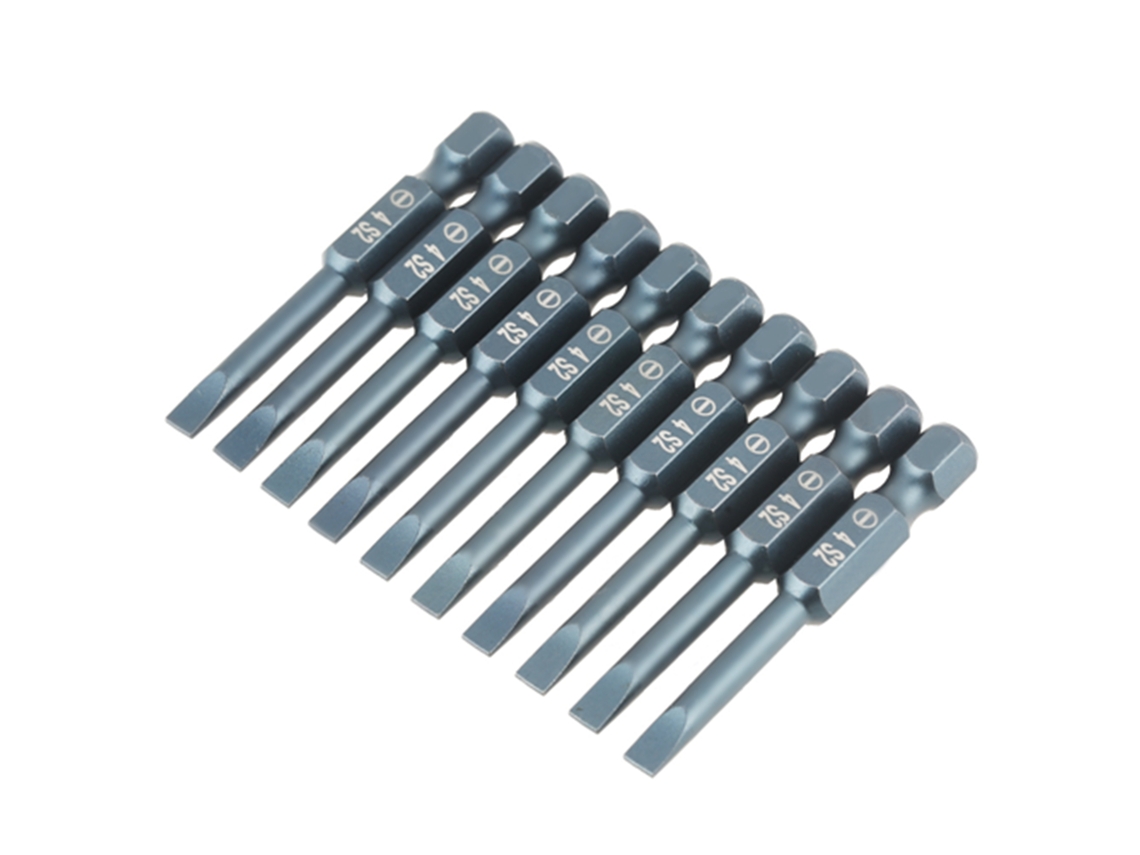 10 Peças De Parafusos De Chave De Fenda, Cabo Hex 1/4", Aço Liga S2, 50mm, 4mm, Magnético
