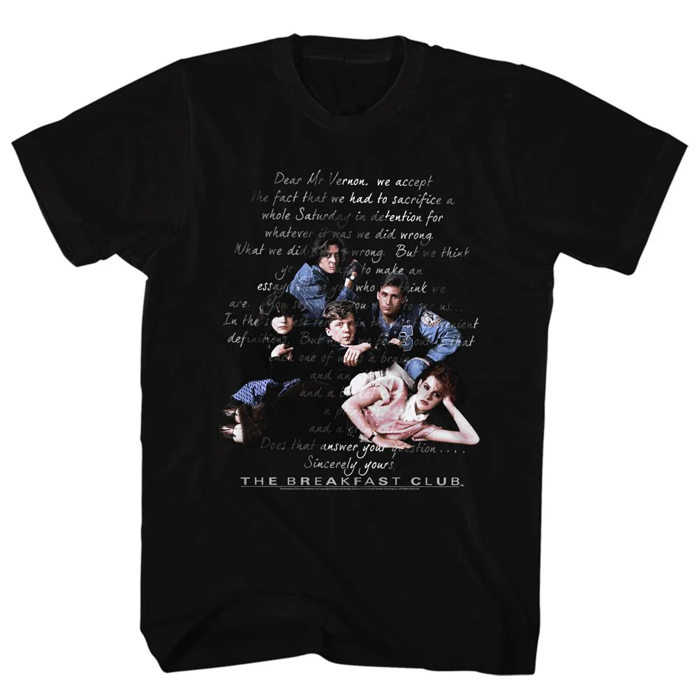 Unisex Adult T-shirt Rockinstone Breakfast Club Movie Letter Black Sizel