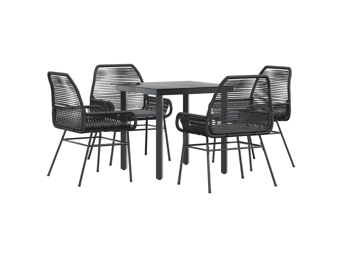 Garden Dining Set, Garden Dining Sets Vidaxl Preto Rattan / Vime (80 X 80 X 74 Cm)