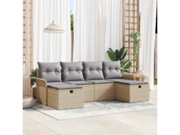 Vidaxl Conjunto De Sofá De Jardim 6 Unid. Bege E Cinza Claro Vime Pe