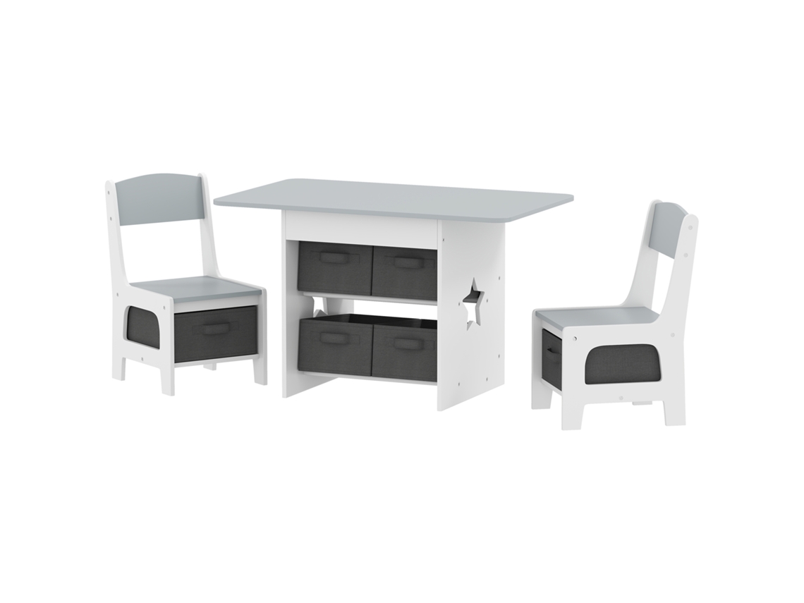 Mesa, Cor Cinza Claro, Em Tecido, Para Crianças
