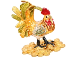 Caixa De Joias Em Forma De Galo Esmaltado E Pintado À Mão, Ideal Para Anéis, Brincos E Pequenos Acessórios Decorativos.