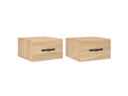 Conjunto de 2 Mesas de Cabeceira de Parede Cor Carvalho Sonoma MAISON EXCLUSIVE (35x35x20 cm)