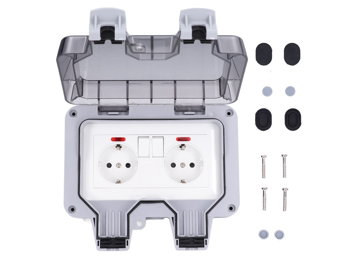 Toma Corriente Exterior Ip66 Impermeable Con Interruptor Independiente Y Luz Indicadora 250v