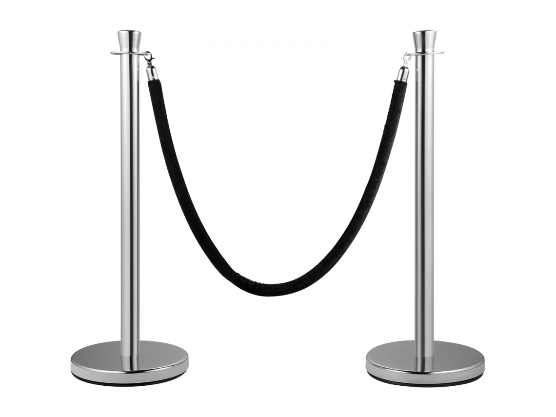 Conjunto De Postes De Controle De Filas Com Corda De Veludo Preto Tekmaquinas