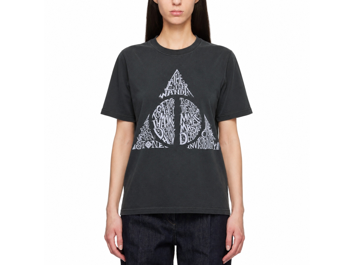 Rockinstone Harry Potter Deathly Hallows Shape White Black T-shirt Size:xl