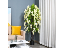 Glicínia Branca De Planta Artificial 165m Plantas Artificiais Decorativas Em Vaso Cimento Plástico Para Interior E Exterior-kd